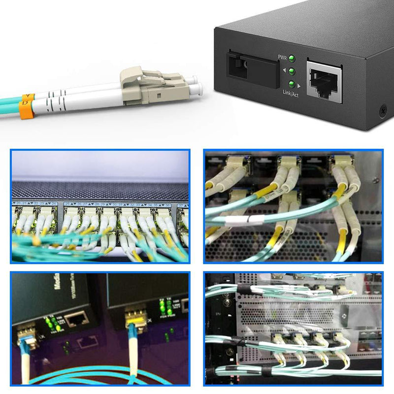 Fiber Patch Cable, VANDESAIL 10G Gigabit Fiber Optic Cables with LC to LC Multimode OM3 Duplex 50/125 OFNP (1M, OM3-5Pack) 1M