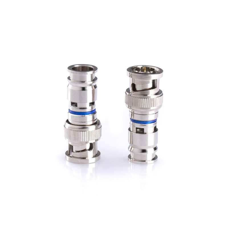 BNC Compression Connector for RG6 Coaxial Cable - Pack of 10 - Solid Construction with High Grade Metals - Male BNC Connectors for CCTV, SDI, HD-SDI, Siamese, Security Camera 10 Pack Silver, RG6