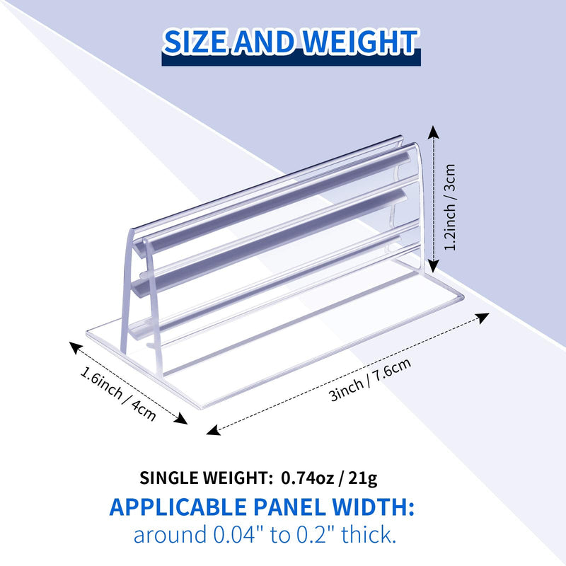 24 Pieces Self Adhesive Sneeze Holder, Acrylic Panels Holder, Sneeze Bracket Mouth, Acrylic Stands, Glass Stands, 3 x 1.6 Inch (L x H), 0.04 to 0.2 Inch Thick