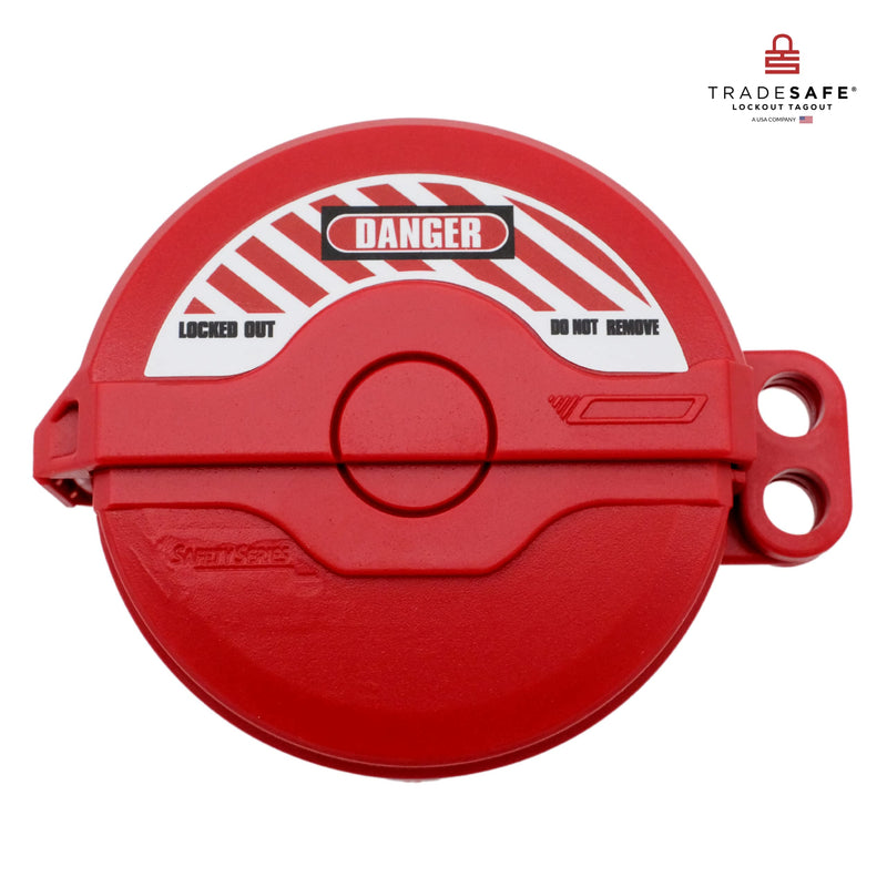 TRADESAFE Gate Valve Lockout Device, 1” to 2-1/2” Diameter Valve Handles, Red, Secure Water Faucet Lock and Propane Tank Lock, Tamper-Proof and Impact-Resistant 1" - 2-1/2" Red