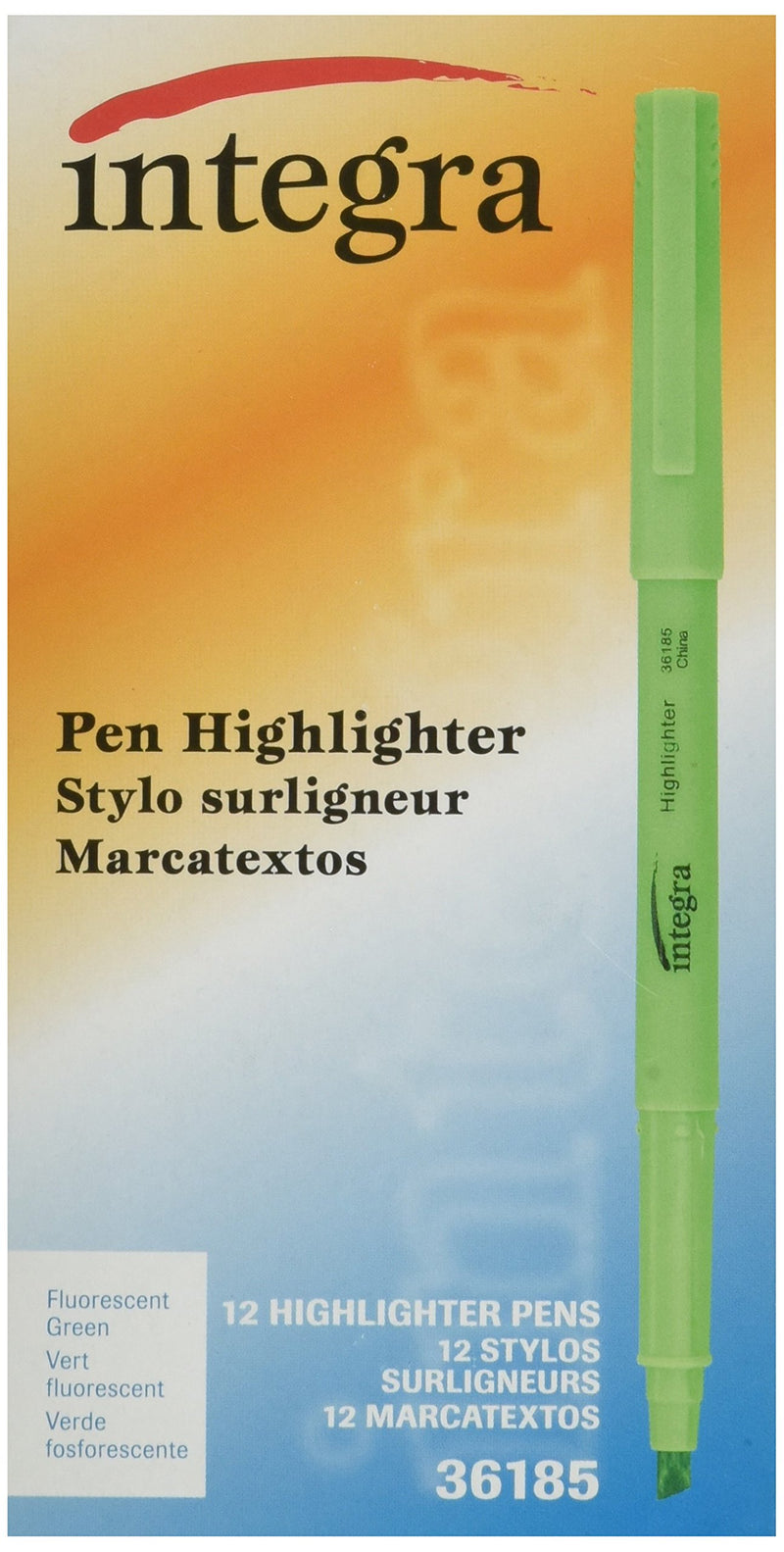 Integra Pen Style Highlighter, Chisel Point, Fluorescent Green (ITA36185)