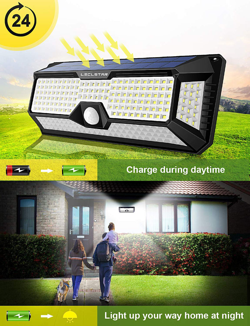 Solar Outdoor Lights - Motion Sensor 4000Lm 268 LEDs Solar Security Light IP65 Waterproof Led Lights Super Bright Solar Wireless Wall Lights with 3 Optional Modes and 4Wide Angle (1 Pack) 1 PACK