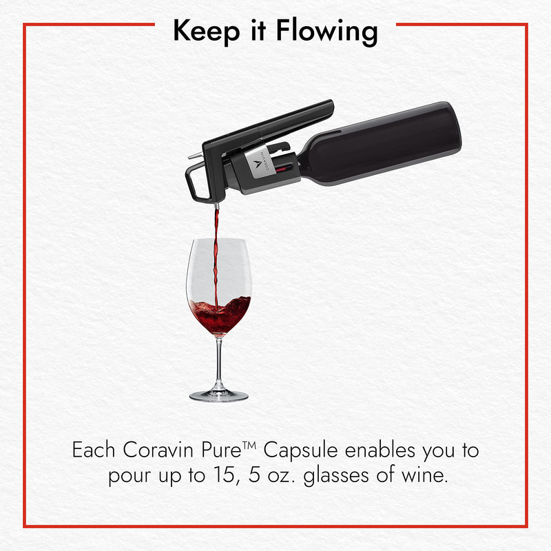 Coravin Pure Capsules - Pack of 6 - Patented Argon Gas Cartridges for Coravin Wine Bottle Opener, Needle Pourer, or Coravin Pivot 6-Pack