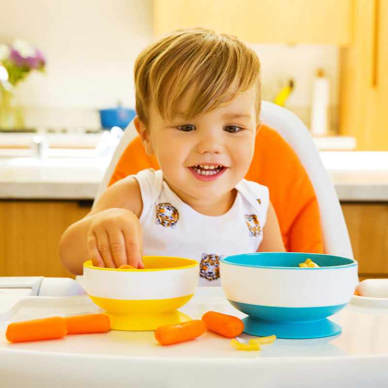 Munchkin Stay Put Suction Bowl, 3 Pack Yellow, Green & Blue