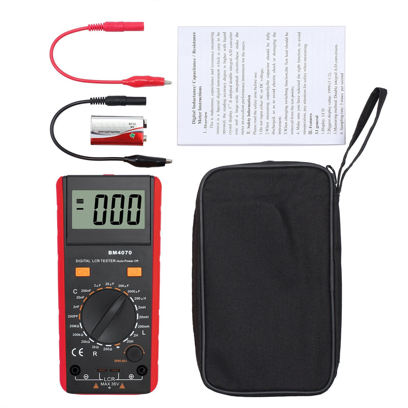 Proster LCR Meter Capacitance Inductance Resistance Tester Multimeter Self-Discharge with Overrange Display Red