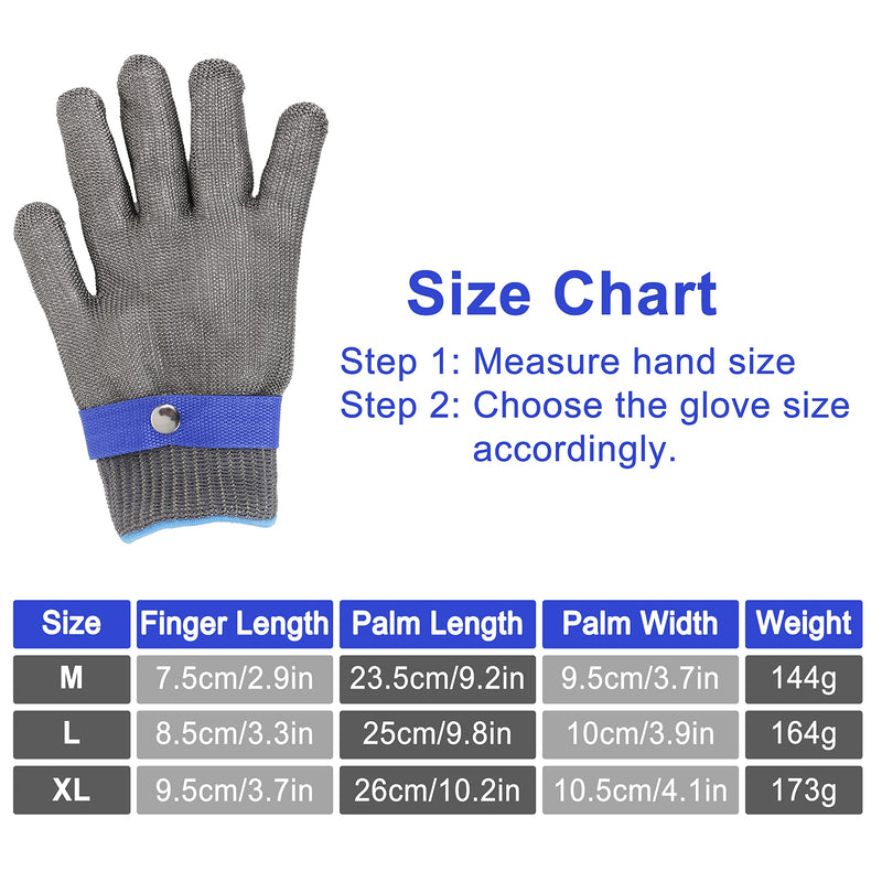 Level 9 Cut Resistant Gloves Stainless Steel Mesh Metal Glove Safety Work Glove for Meat Cutting Kitchen Chef Slicing X-Large