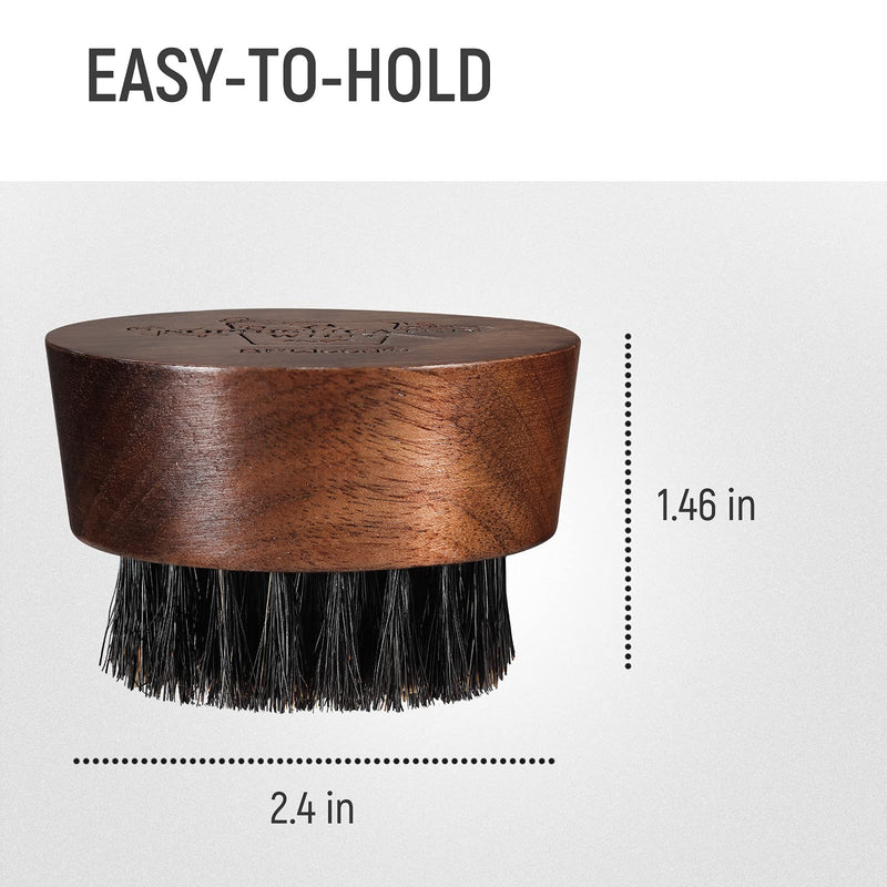 BFWood Beard Brush for Men - Boar Bristles Small and Round - Black Walnut Wood