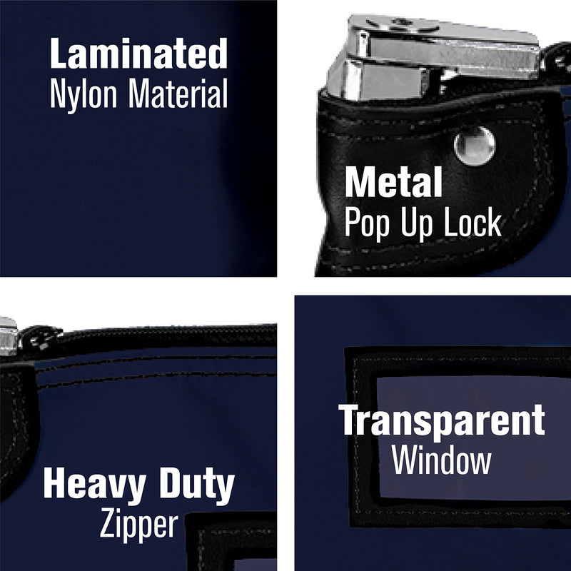BankSupplies Laminated Nylon Locking Deposit Bag | Navy Blue | 15W x 11H | 2 Keys Included for Each Bag | HIPAA | Puncture Resistant Laminated Nylon | Double Stitched Seams Navy Blue