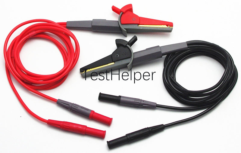 TestHelper TL200 LCR Meter Tester 4 Four Wire Silicone Test Leads Lead Terminal Kelvin Clip Alligator with 4mm Banana Plug