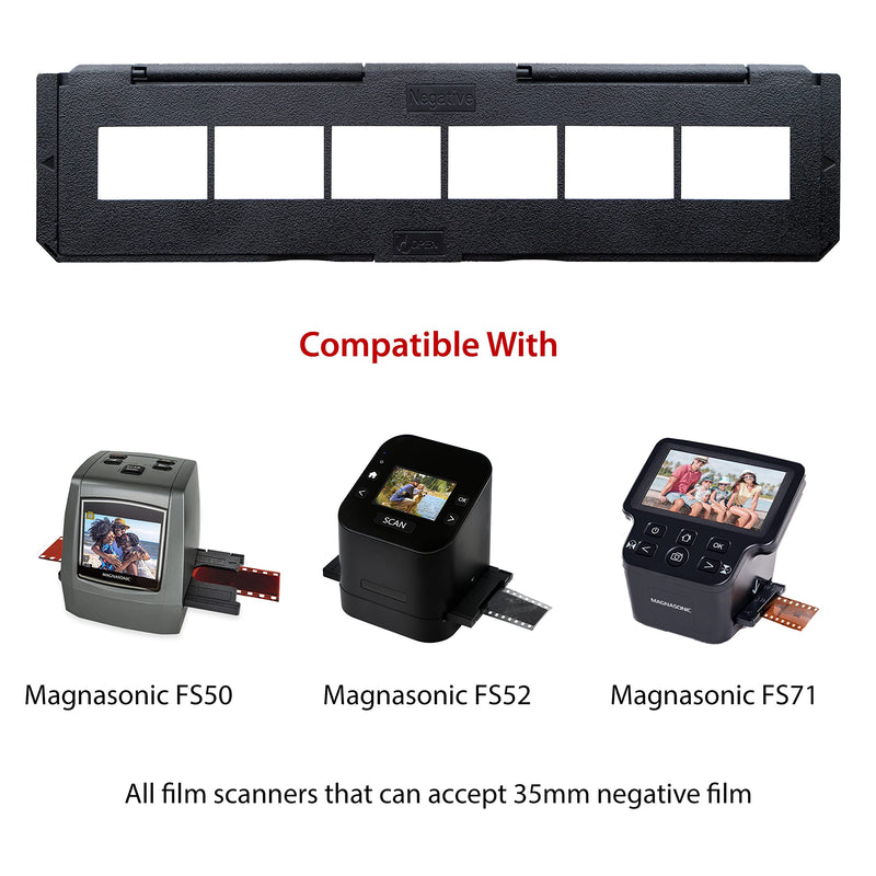 Magnasonic Long Tray Negative Film Holder for 35mm Compatible Film Scanners, Holds 6 Negative Frames to Speed up Processing Time, Easy To Use, Gently Flattens and Protects Film Edges - Set of 3 (NT01)