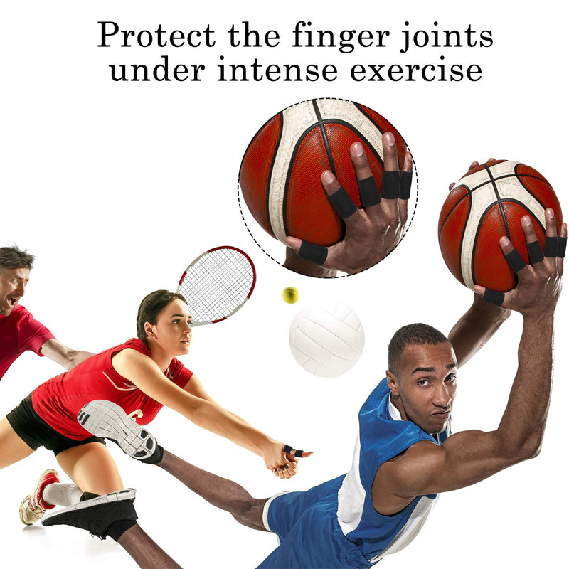 Civaner 12 Finger Sleeves Sports Finger Cots Breathable Elastic Finger Straps Joint Compression Protectors for Sport Relieve Painful Compression Pressure Protector (Black) black