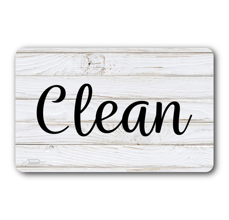 Black and White Wood Clean Dirty Dishwasher Magnet, Reversible Dish Washer Sign, Double Sided Strong Kitchen Flip Indicator, Bonus Universal Magnetic Plate, Neutral Rustic White and Black Magnet Black & White