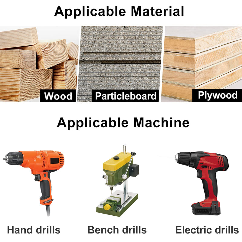 Countersink drill set for wood, Lytool 10-piece drill with countersink, wood drill, countersink set, 8 mm shaft with hex key, for wood processing plastic