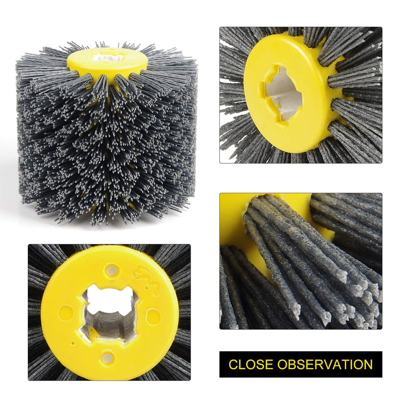 EXLECO nylon brush #80 grit wire drawing wheel brush polishing brush for satin finishing machine black sanding brush bristle brush grit brush