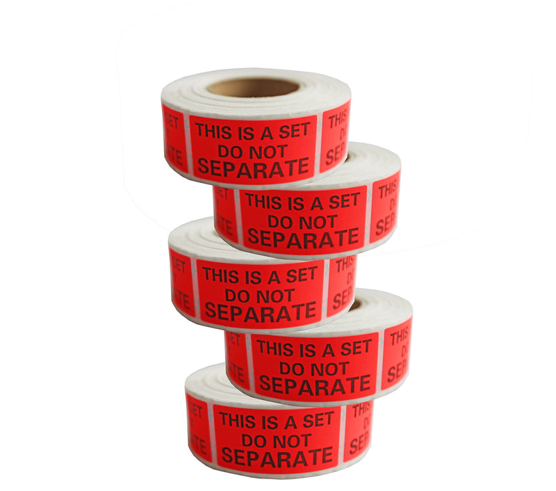 X-Lounger 5 Rolls/2500 Labels - "This Is a Set Do Not Separate" Stickers 1" X 2" Bulk Pack