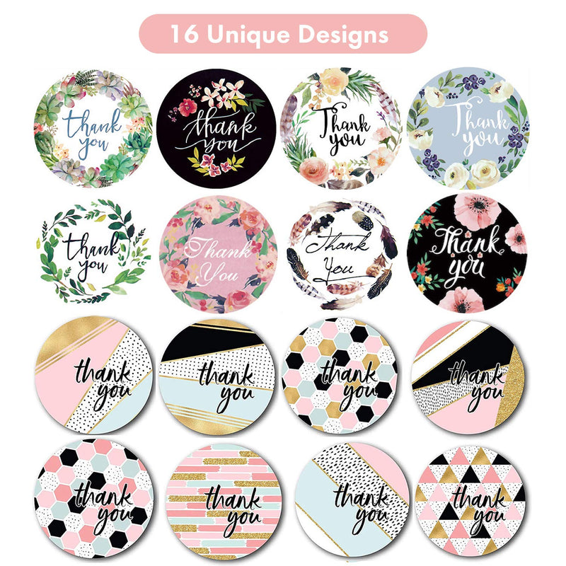 Thank You Stickers - 1.5" Thank You Stickers Roll | Multiple Designs Thank You for Supporting My Small Business Stickers | Thank You Stickers Small Business Supplies (Floral) Floral