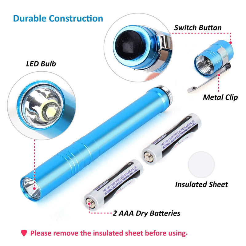SEAMAGIC 15-Pack LED Penlight - Pocket Pen Light Flashlight with Clip, 30-Piece Dry Batteries Included, Perfect for Inspection, Repairing, Night Shift, Camping and Training Course