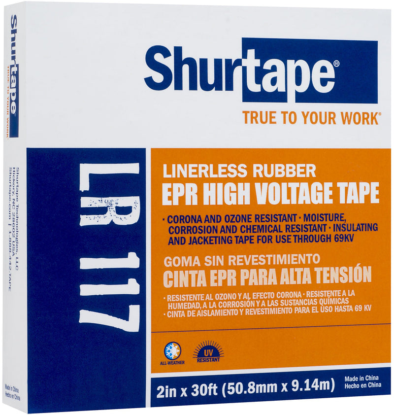 Shurtape LR 117 All-Weather, High Voltage Liner-less Rubber Electrical Tape, 30 Mil, Black, 3/4 Inch x 30 Feet, 1 Roll (104730)