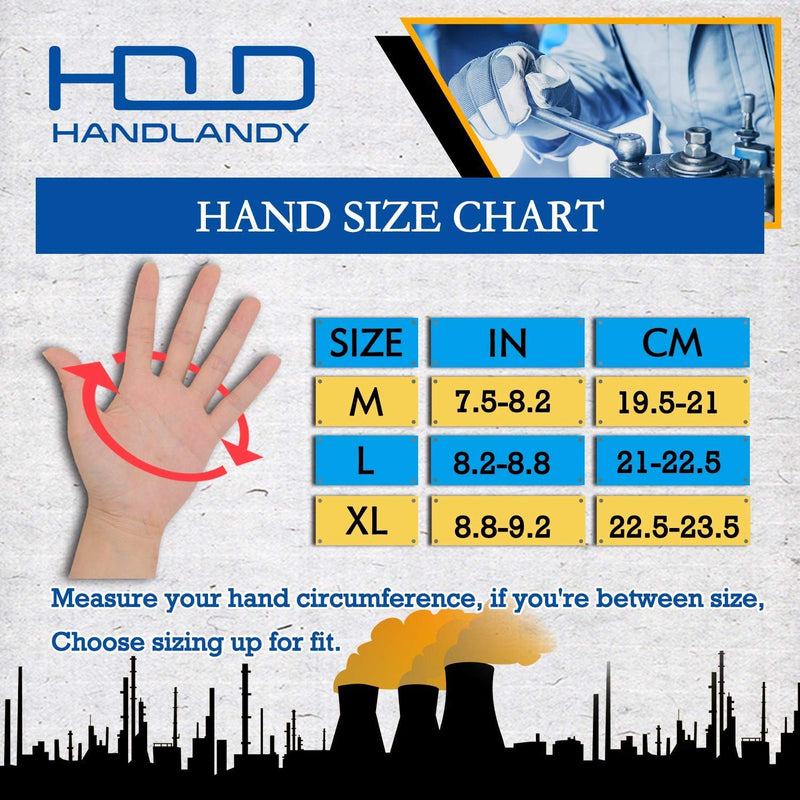 Handlandy Hi-vis Reflective Work Gloves, Anti Vibration Safety Gloves, Touch Screen, Orange Flexible Spandex Back Large (Pack of 1) Red