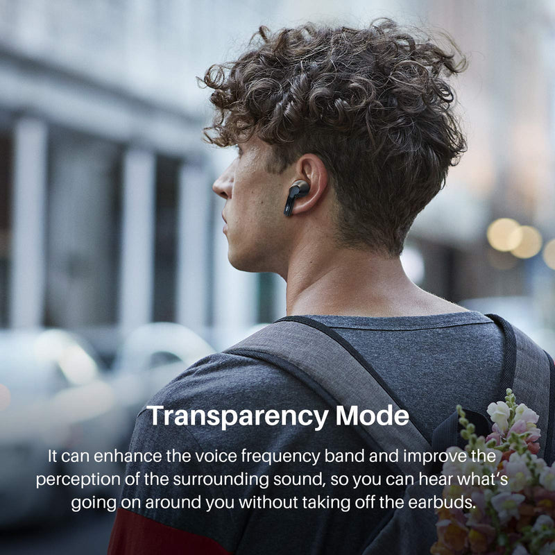TOZO NC2 Hybrid Active Noise Cancelling Wireless Earbuds, ANC in-Ear Detection Headphones, IPX6 Waterproof Bluetooth 5.2 Stereo Earphones, Immersive Sound Premium Deep Bass Headset, Black