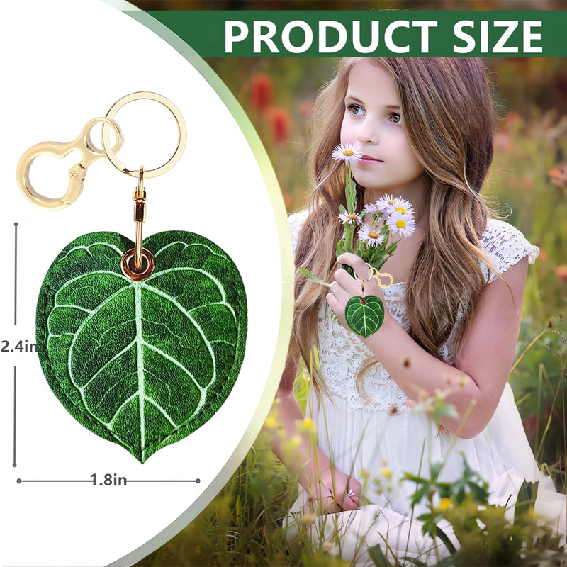 Leather Keychain Holder Case Compatible with Apple AirTag, Cute Protective Air Tag Cover with Keychain Ring, Anti-Scratch Finder GPS Tracker Case for Wallet Keys(Textured Leaves) Textured Leaves