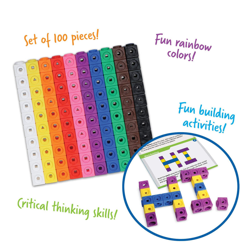Learning Resources STEM Explorers, Math Cubes, Develops Critical Thinking Skills, Early Math Skills, Mathlink Builders, 100 Pieces, Ages 5+ Mathlink Cubes