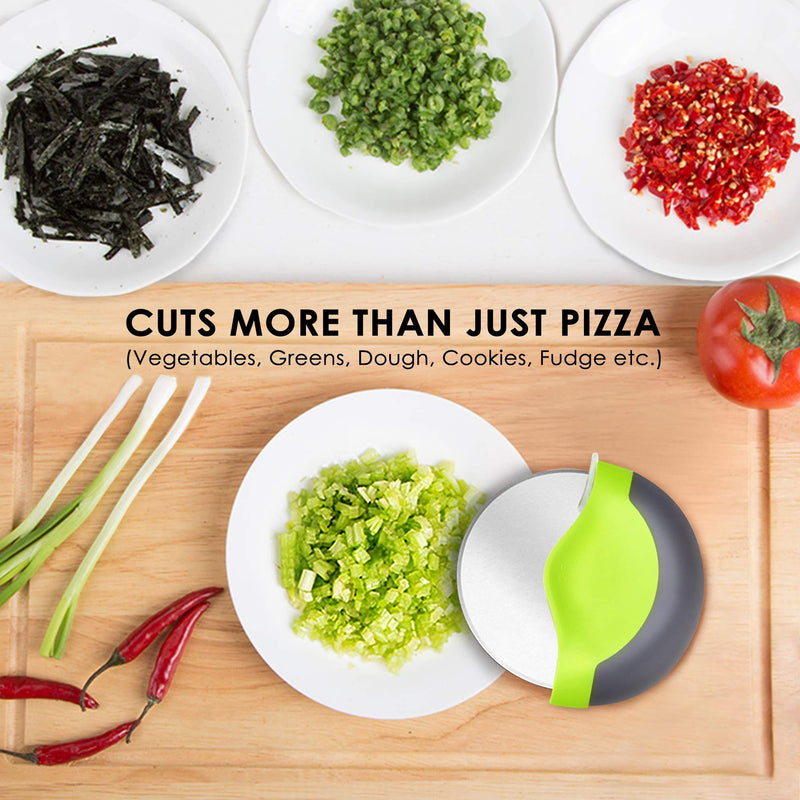 Kitchy Pizza Cutter Wheel - Super Sharp and Easy To Clean Slicer, Kitchen Gadget with Protective Blade Guard (Green) Green