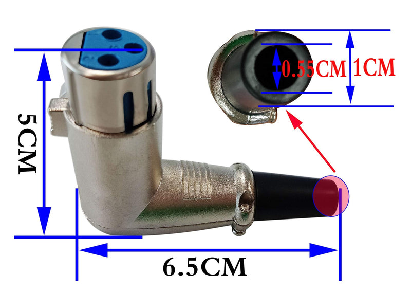 zdyCGTime DIY XLR Adapter 90 Degree 3 Pin XLR Female Solder Type Audio Microphone Speaker Connector(Silver 2-Pack) (XLR Female)