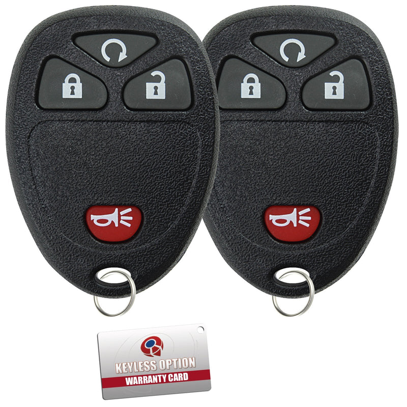 KeylessOption Keyless Entry Remote Control Car Key Fob Replacement For 15913421 (Pack of 2) black