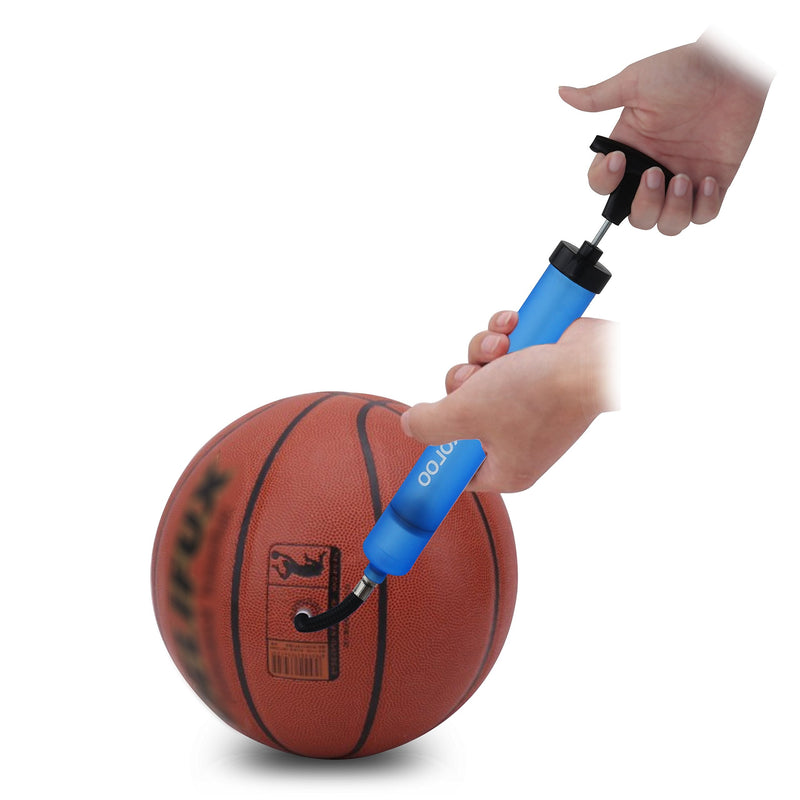 Skoloo 10" Portable Hand Air Ball Pump Inflator Kit with Needle, Nozzle, Extension Hose for Soccer Basketball Football Volleyball Water Polo Rugby Exercise Sports Ball Balloon Swim Inflatables Blue