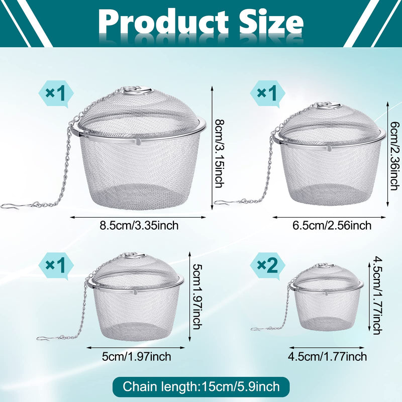 5 Pcs Ultrasonic Cleaner Baskets Stainless Steel Parts Basket Jewelry Steam Cleaner Basket Cleaning Holder with Lock and Hook for Cleaning Jewelry, 1.8 Inch, 2 Inch, 2.6 Inch, 3.4 Inch
