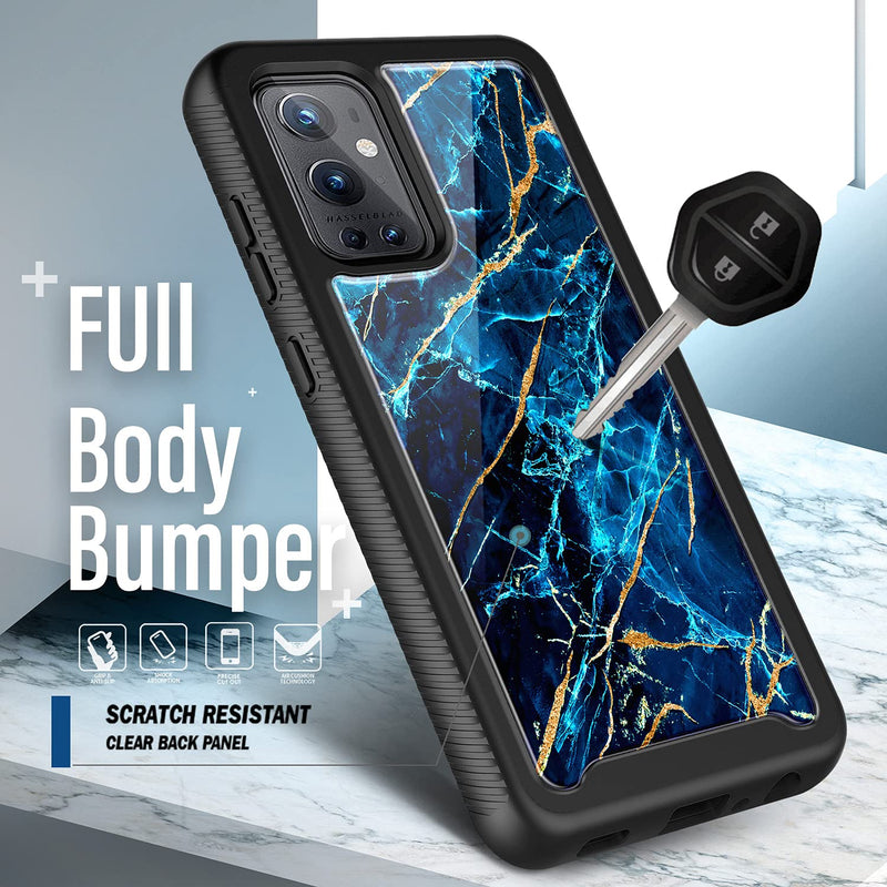 NZND Compatible with OnePlus 9 Pro Case 5G (2021) with Screen Protector (Maximum Coverage, Flexible TPU Film), Full-Body Protective Shockproof Rugged Bumper Cover Durable Case (Sapphire)