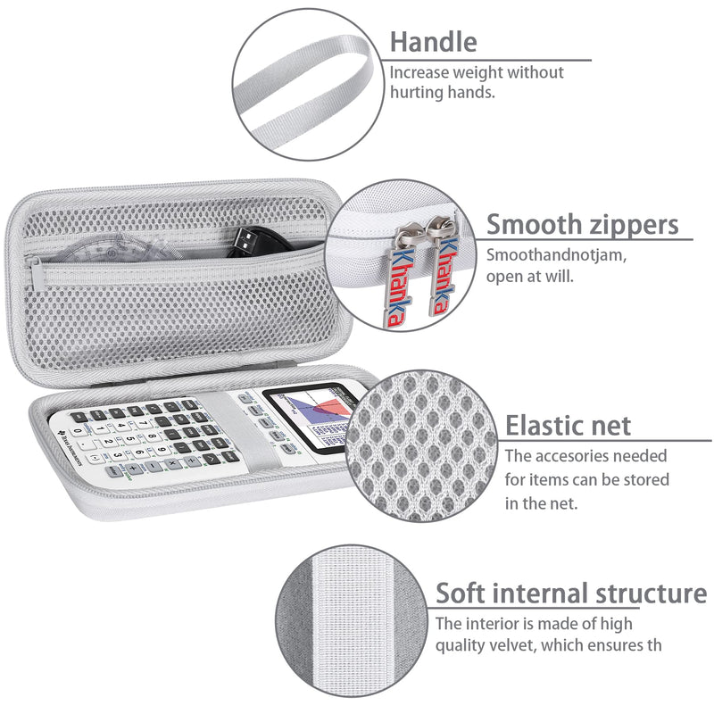 Khanka Hard Travel Case Replacement for Texas Instruments TI-83 Plus/TI-84 Plus/TI-84 Plus CE Color Graphing Calculator, Case Only (Bright White)