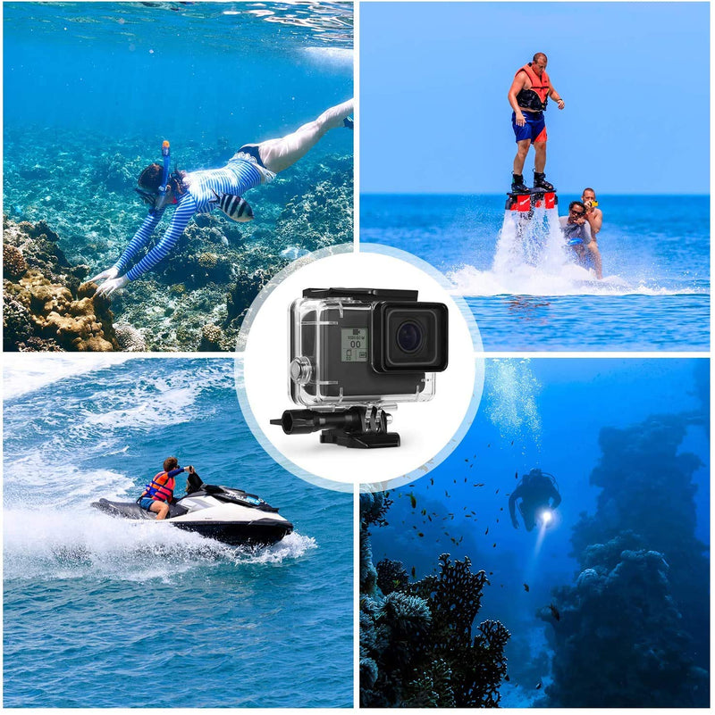 Waterproof Housing Case Compatible with GoPro Hero7 Black/(2018) 6/5 Waterproof Case Diving Protective Housing Shell 45m with Bracket Accessories for Hero7/Hero6/Hero5 Black Action Camera Waterproof Case for hero 7 Black/6/5
