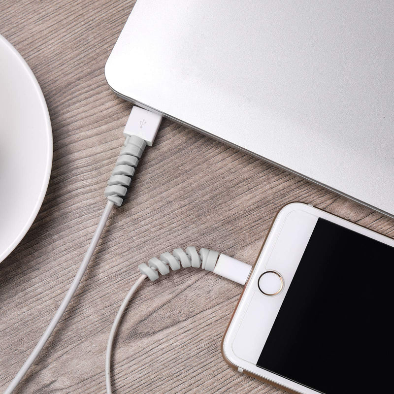 24 Pieces Charger Cable Saver, Silicone Flexible Cable Wire Protector, Mouse Cable Protector, Suit for All Cellphone Data Lines (Grey) Grey