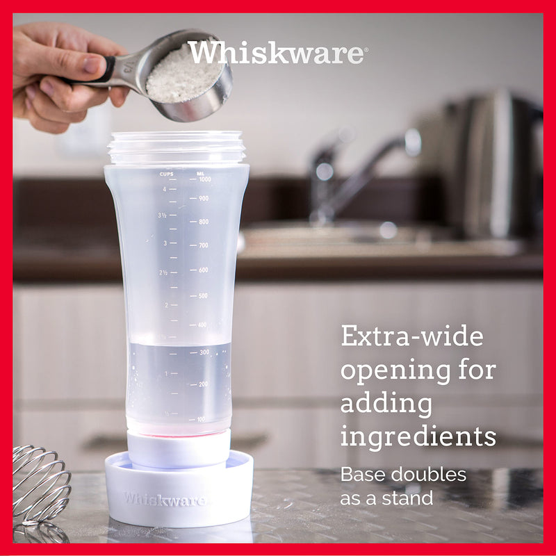 Whiskware Pancake Batter Mixer and Dispenser with BlenderBall Wire Whisk, Pack of 1, White