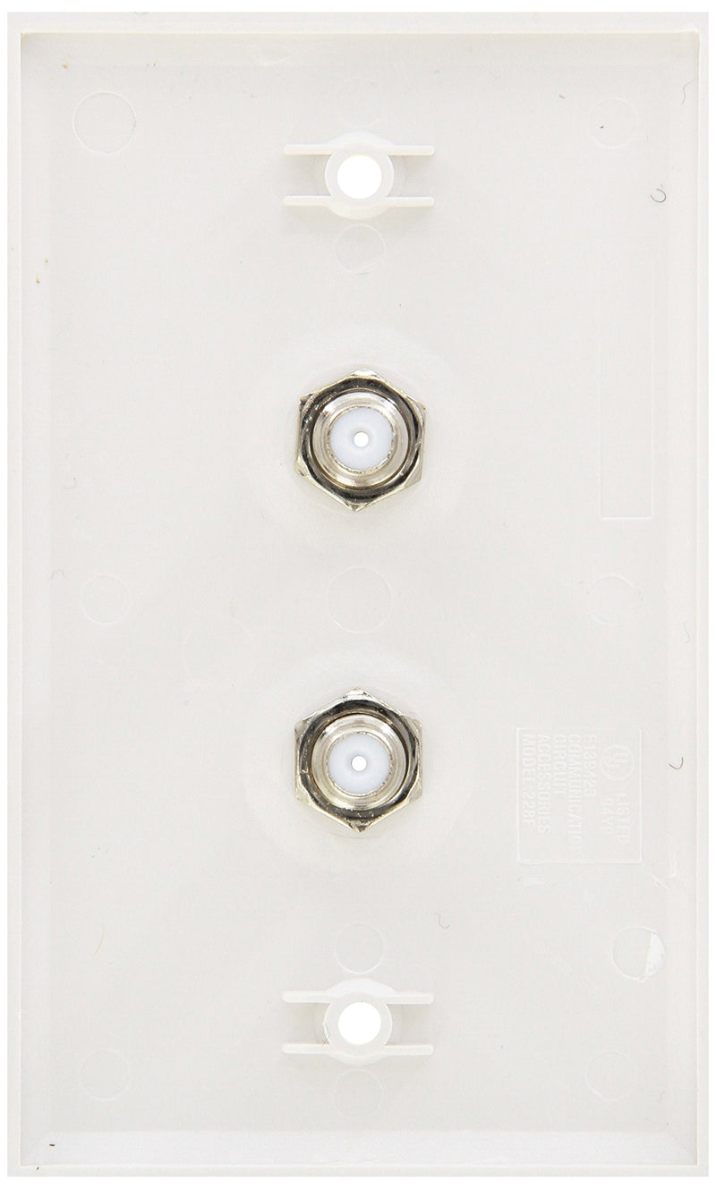 Morris 85021 Double F Connector Wall Plate, White