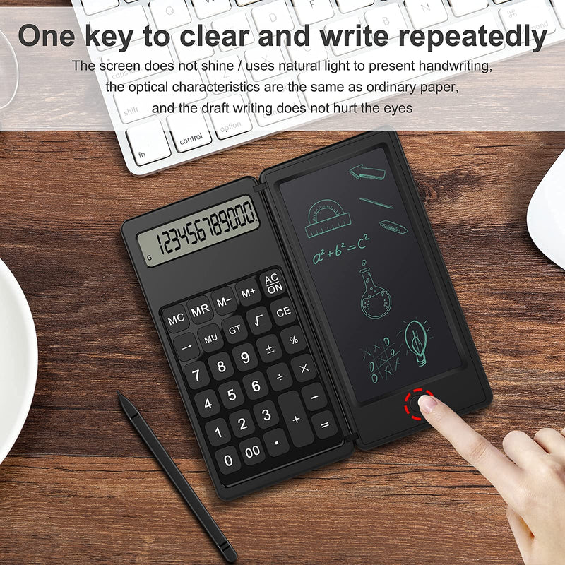 JEOEUS Calculator，Calculators Desktop，Calculator Notepad,6 LCD Writing Tablet,Doodle Pad Drawing Board，Calculator12 Digit Display, Electronic Board Drawing/Memo Pads/Planning Boards