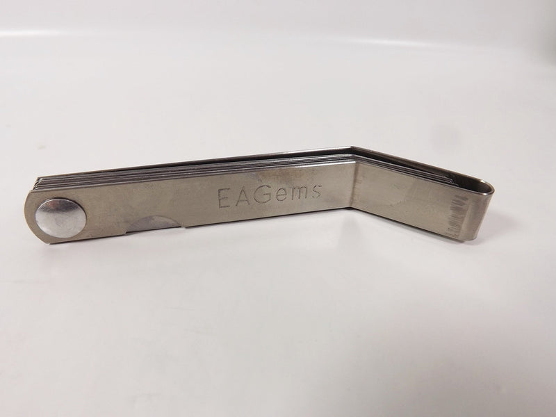 Offset Feeler Gauge Set by EAGems, for Measuring Gap Width or Thickness - Includes 16 Blades Imprinted with Inches and Millimeters, between .005-.020 inch / .127-.508 mm