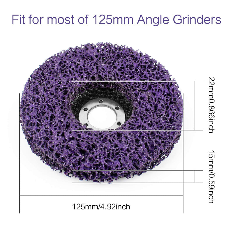 Pack of 2 cleaning discs, coarse cleaning discs, CSD discs, 125 mm, grinding discs, CBS cleaning discs for rust removal, nylon fabric discs for angle grinders, purple