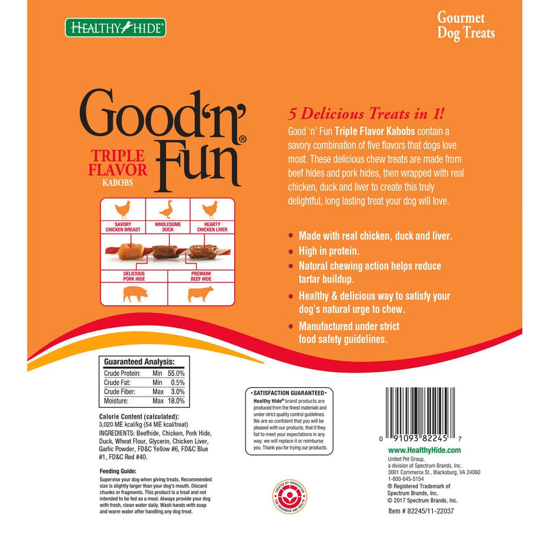Good'N'Fun Triple Flavored Rawhide Kabobs for Dogs 18 Count (Pack of 1)