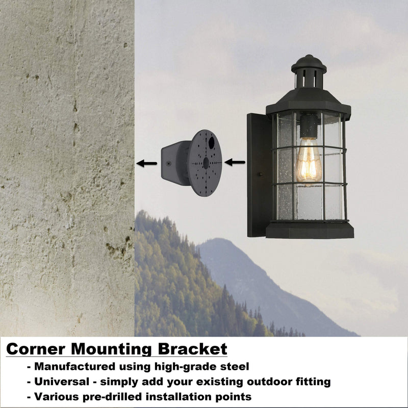 EGLO outdoor spotlight corner connection, corner bracket made of steel for outdoor lamps, black, Ø 11.2 cm