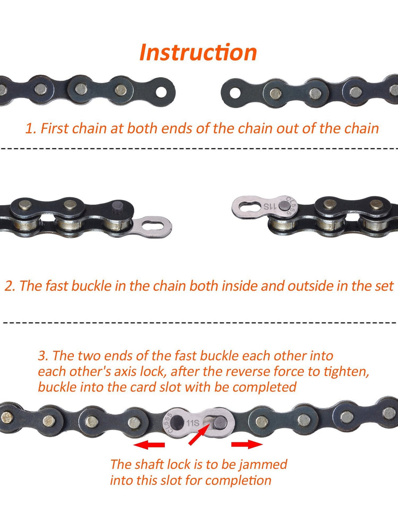 JOVITEC 3 Pairs Bicycle Missing Link 11 Speed Chain Reusable Silver Steel Bike Chain Link