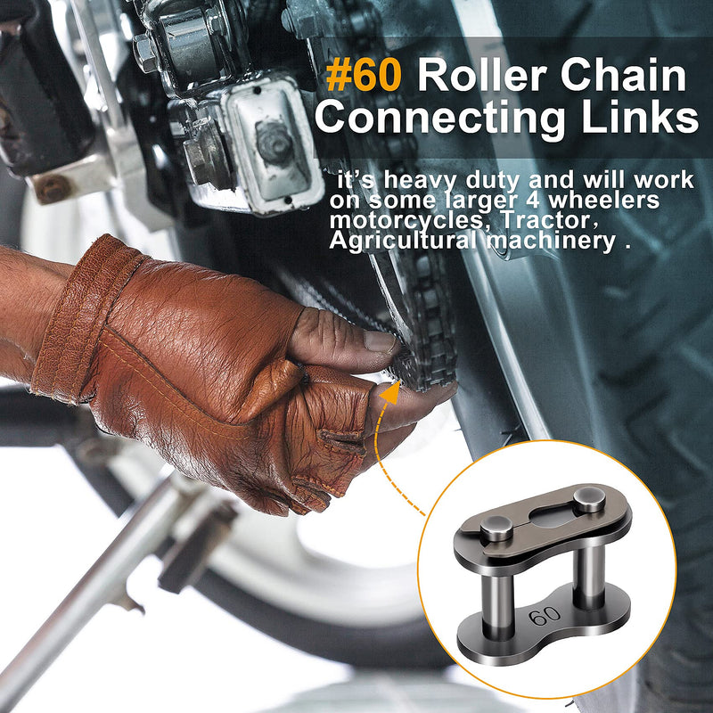 5 Pack #60 Roller Chain Connecting Links, Master Connector Link for Agricultural Machine, Tractors