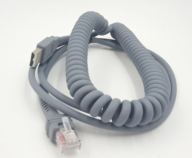 Symbol Ls2208 USB Cable,SinLoon USB A to RJ45 Coiled Spiral Extension Cable, Symbol Barcode Scanner Ls2208ap Ls1203 Ls4208 Ls4278 Ds6707 Ds6708 USB Cable,(10ft,3M)