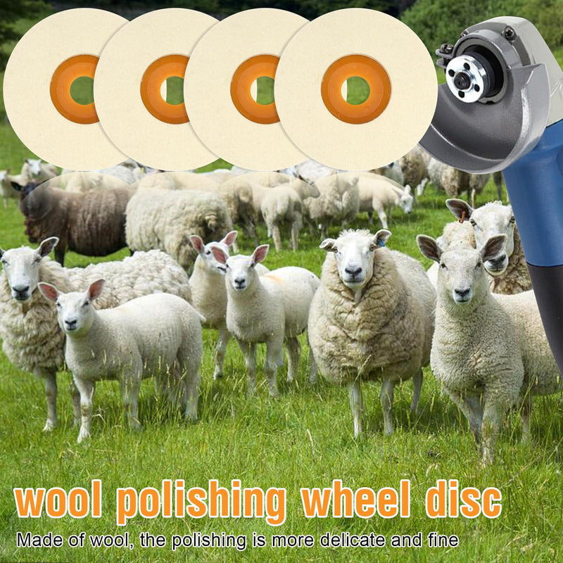 Pack of 8 wool polishing attachments, angle grinder polishing discs, 125 mm, buffing disc, angle grinder, round flex polishing discs for drills, angle grinders, grinding tools