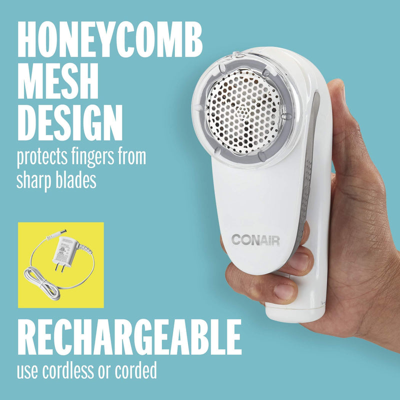 Conair Rechargeable Fabric Defuzzer/Shaver, White