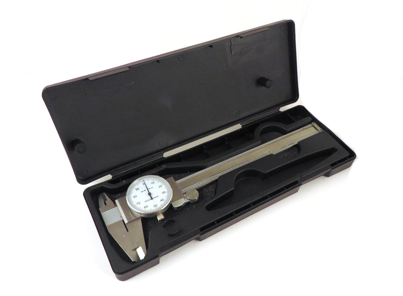 6" SAE Dial Calipers Accurate to 0.001" per 6" Hardened Stainless Steel for Inside, Outside, Step and Depth Measurements SAEDC-6