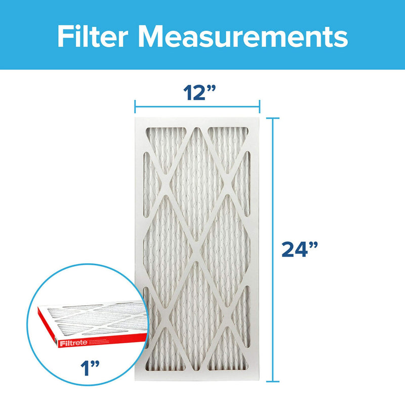 Filtrete 12x24x1, AC Furnace Air Filter, MPR 1000, Micro Allergen Defense, 2-Pack (exact dimensions 11.719 x 23.72 x 0.85)