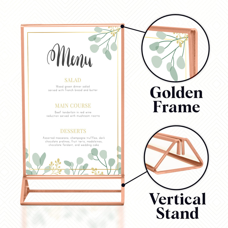 Super Star Quality Clear Acrylic Double Sided Frames Display Holder with Vertical Stand and 3mm Gold Border Pack of 6 4x6 Rose Gold … Rose Gold 6 Pack